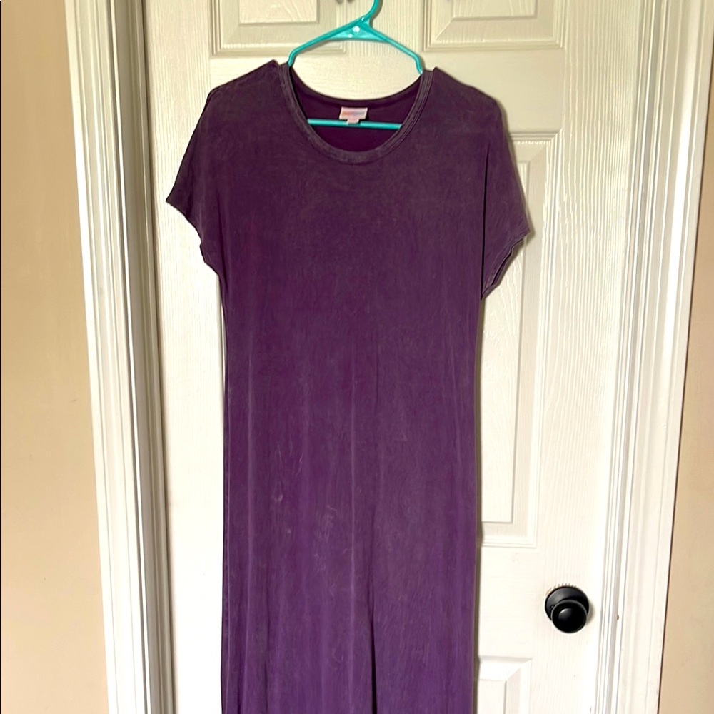 Purple Short Sleeve stone washed lularoe maxi Dress